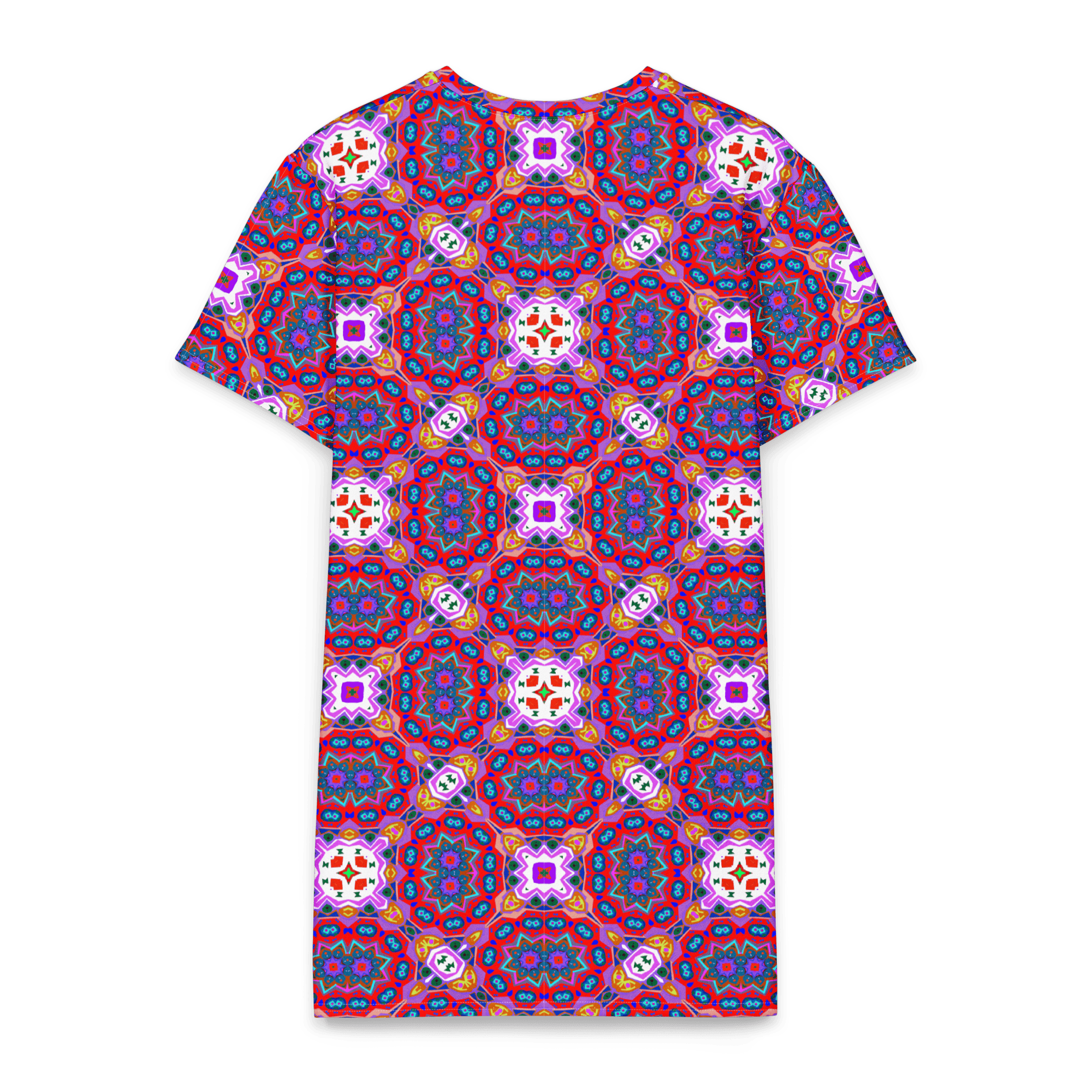 Vibrant Apparel New Zealand DIRECT-TO-FABRIC Mosaic Magic Magenta Cotton T-Shirt Dress