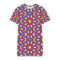 Vibrant Apparel New Zealand DIRECT-TO-FABRIC 2XS Red Kaleidoscopic Cotton T-Shirt Dress