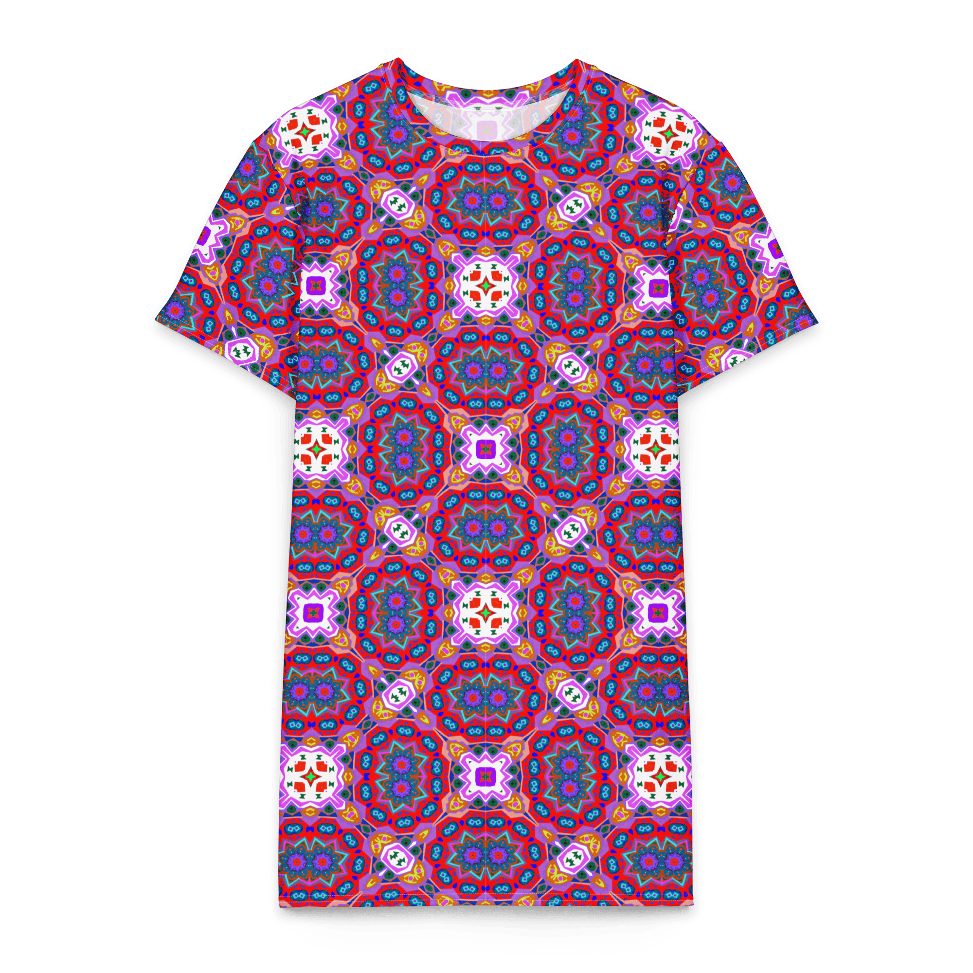 Vibrant Apparel New Zealand DIRECT-TO-FABRIC 2XS Mosaic Magic Magenta Cotton T-Shirt Dress