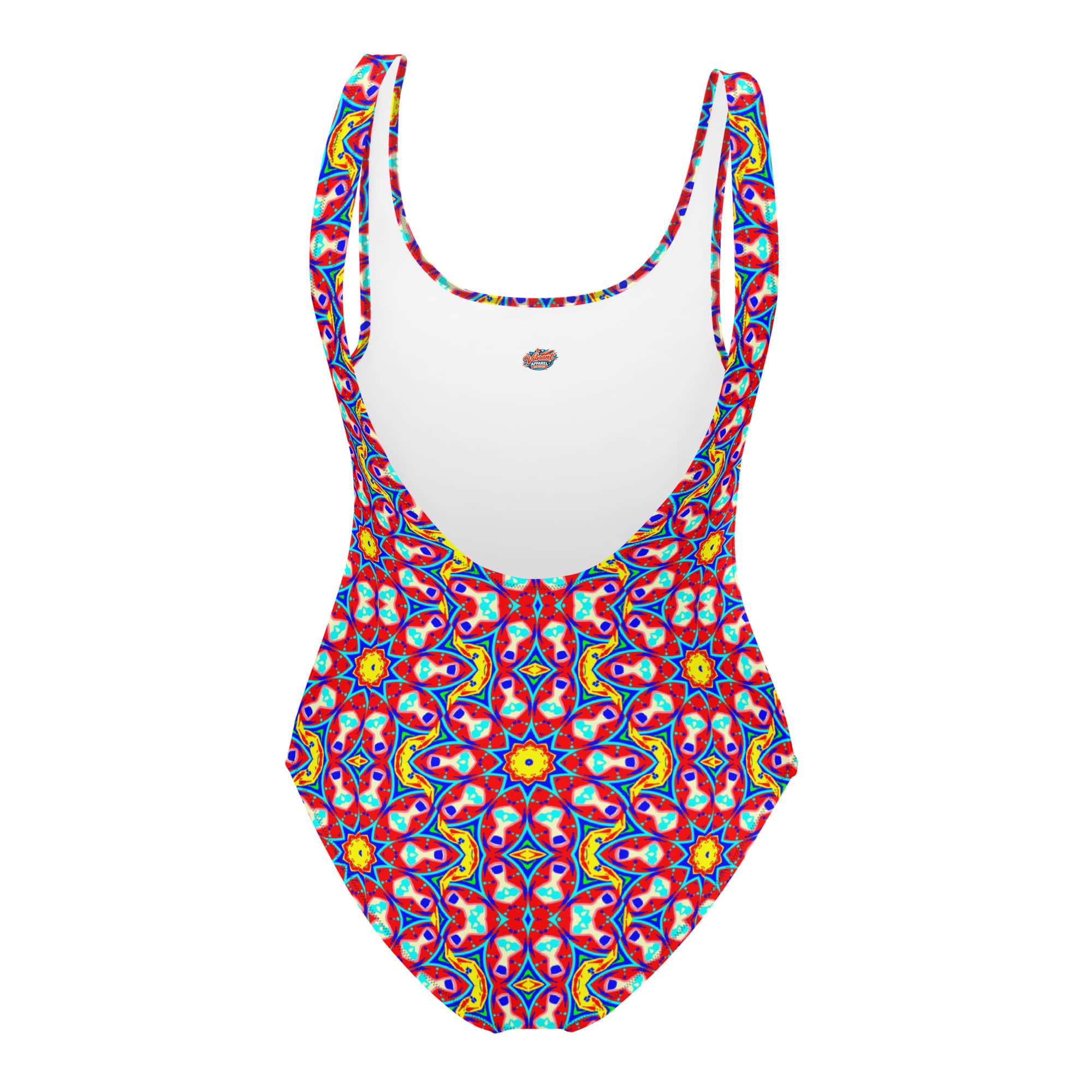 Vibrant Apparel New Zealand CUT-SEW Red Yellow Floral Mosaic One-Piece Swimsuit