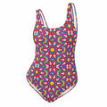 Vibrant Apparel New Zealand CUT-SEW XS Red Yellow Floral Mosaic One-Piece Swimsuit