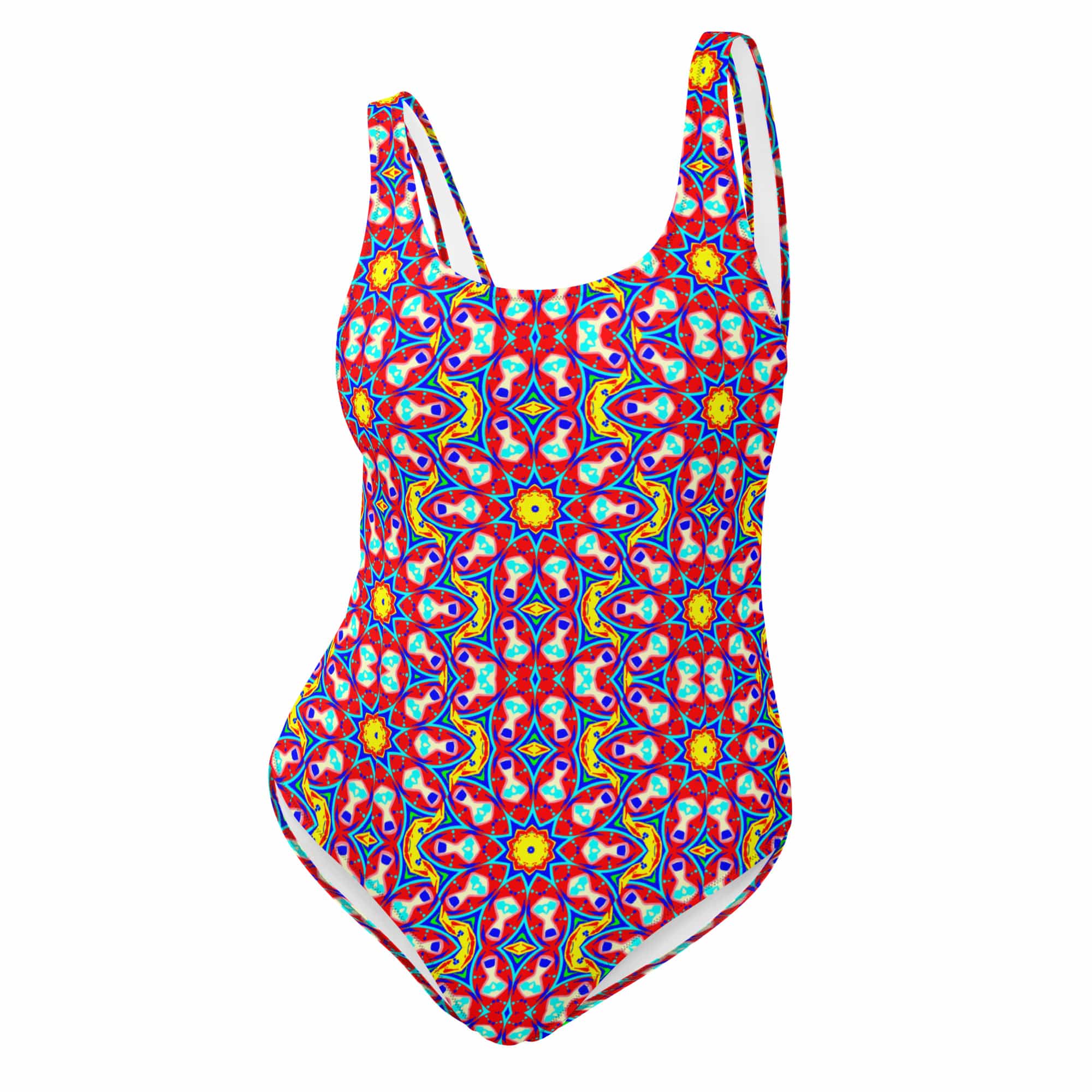 Vibrant Apparel New Zealand CUT-SEW XS Red Yellow Floral Mosaic One-Piece Swimsuit