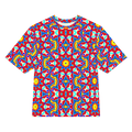 Vibrant Apparel New Zealand DIRECT-TO-FABRIC 2XS Red Yellow Kaleidoscope Oversized Heavyweight Cotton T-Shirt - Premium Structured Fit