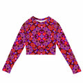 Vibrant Apparel New Zealand CUT-SEW 2XS Crimson Floral Recycled Long-Sleeve Crop Top