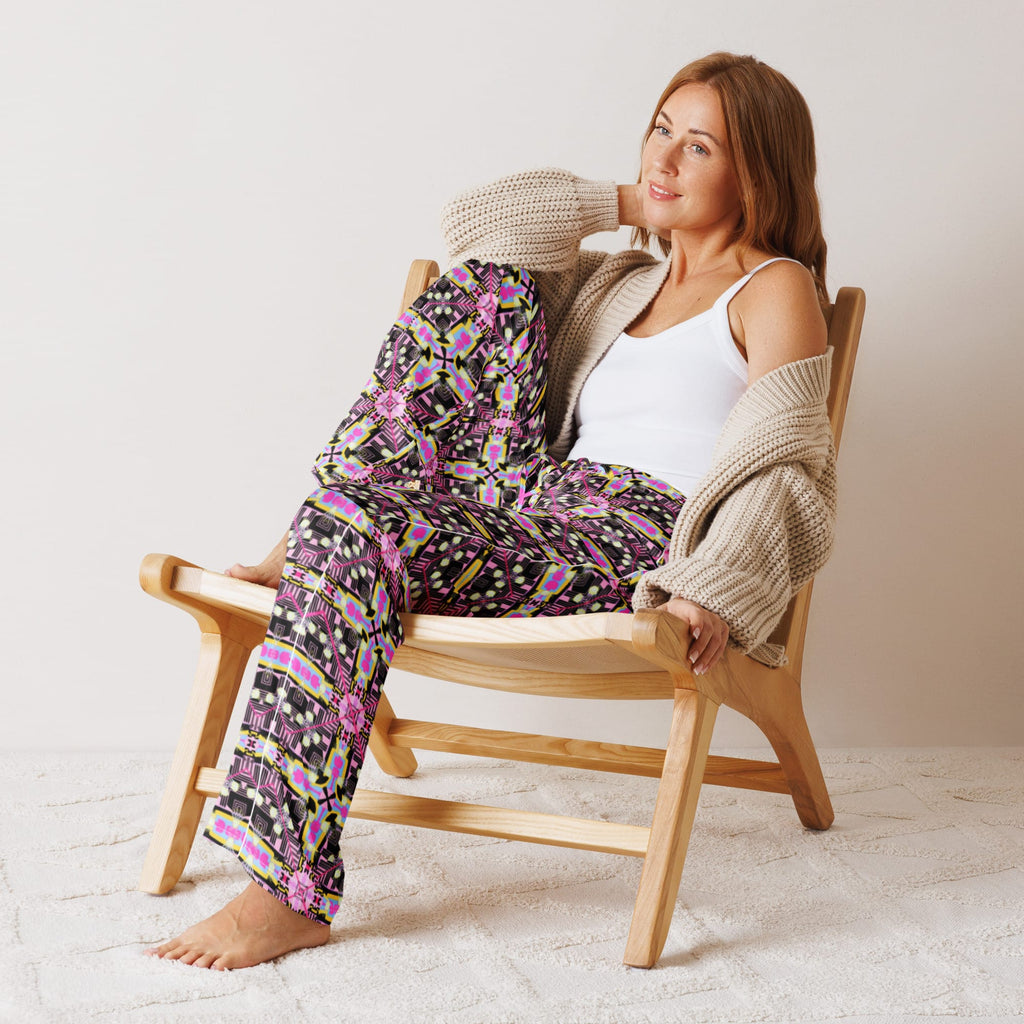 Vibrant Apparel New Zealand CUT-SEW Neon Pink Floral Cross Women's Silky Pajama Pants