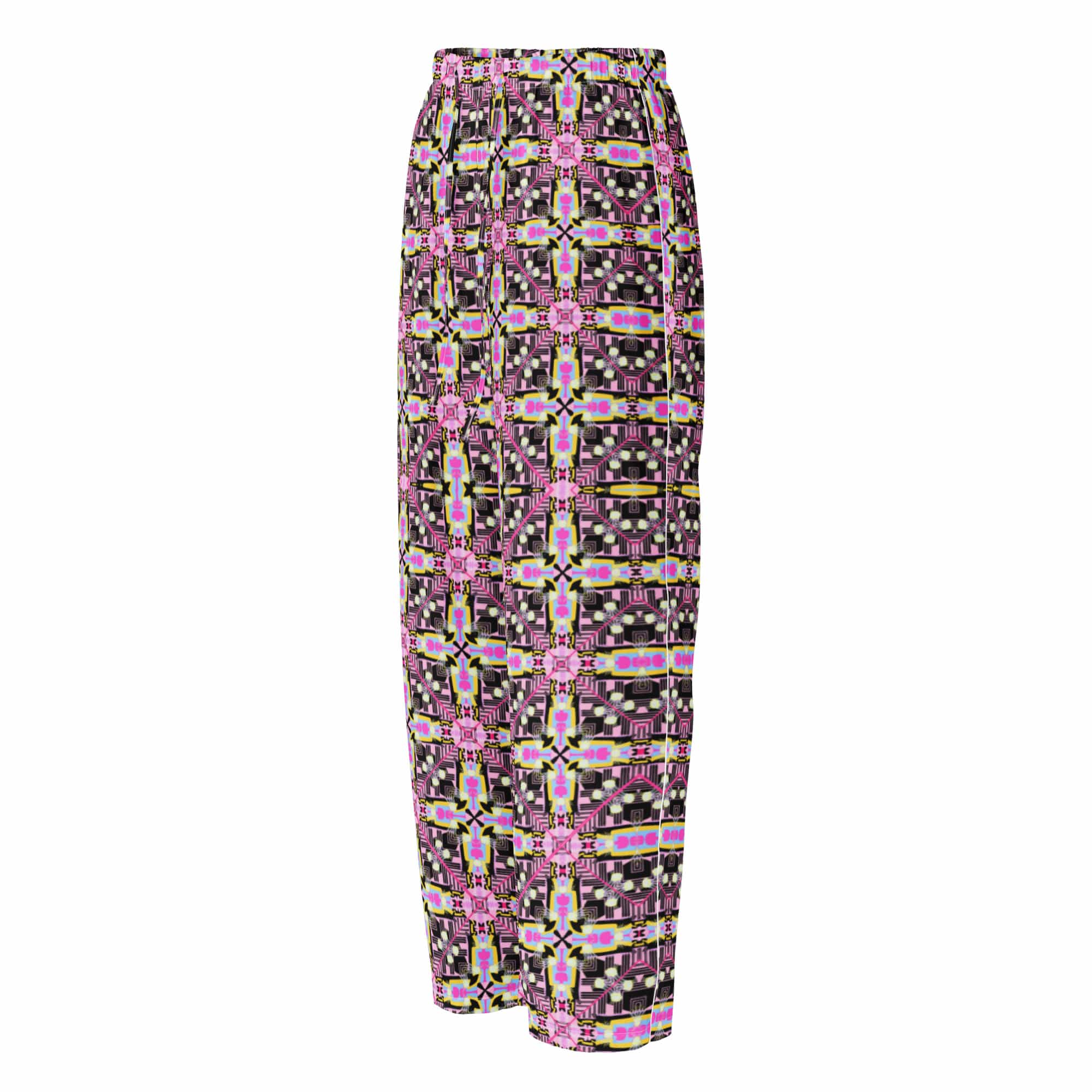 Vibrant Apparel New Zealand CUT-SEW Neon Pink Floral Cross Women's Silky Pajama Pants