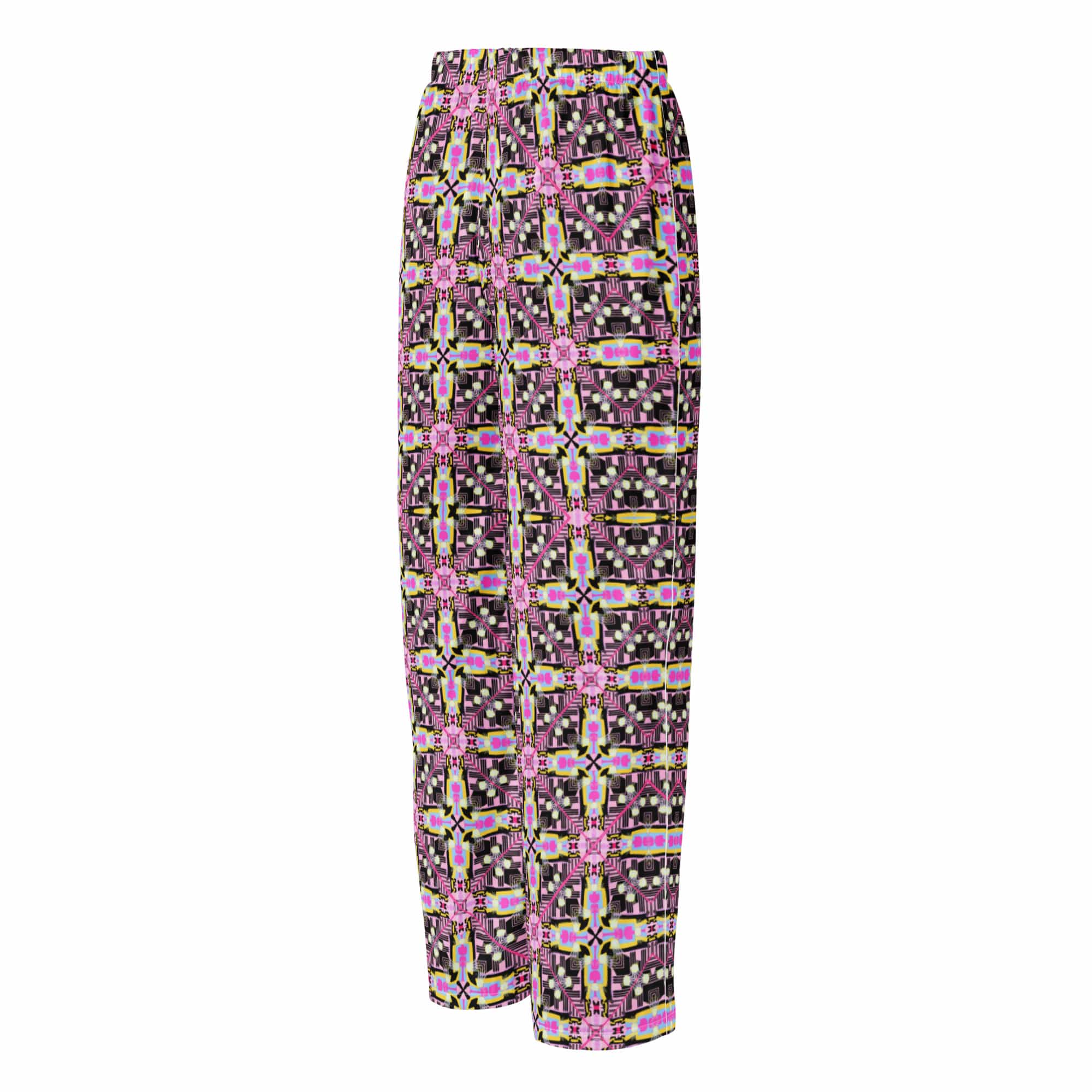 Vibrant Apparel New Zealand CUT-SEW XS Neon Pink Floral Cross Women's Silky Pajama Pants
