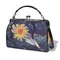 Vintage Kiss lock Crossbody Bag | Hummingbird Print Top-Handle Satchel-Large