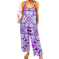 Artsadd white / S Abstract Purple Pink Geometric Wide-Leg Jumpsuit