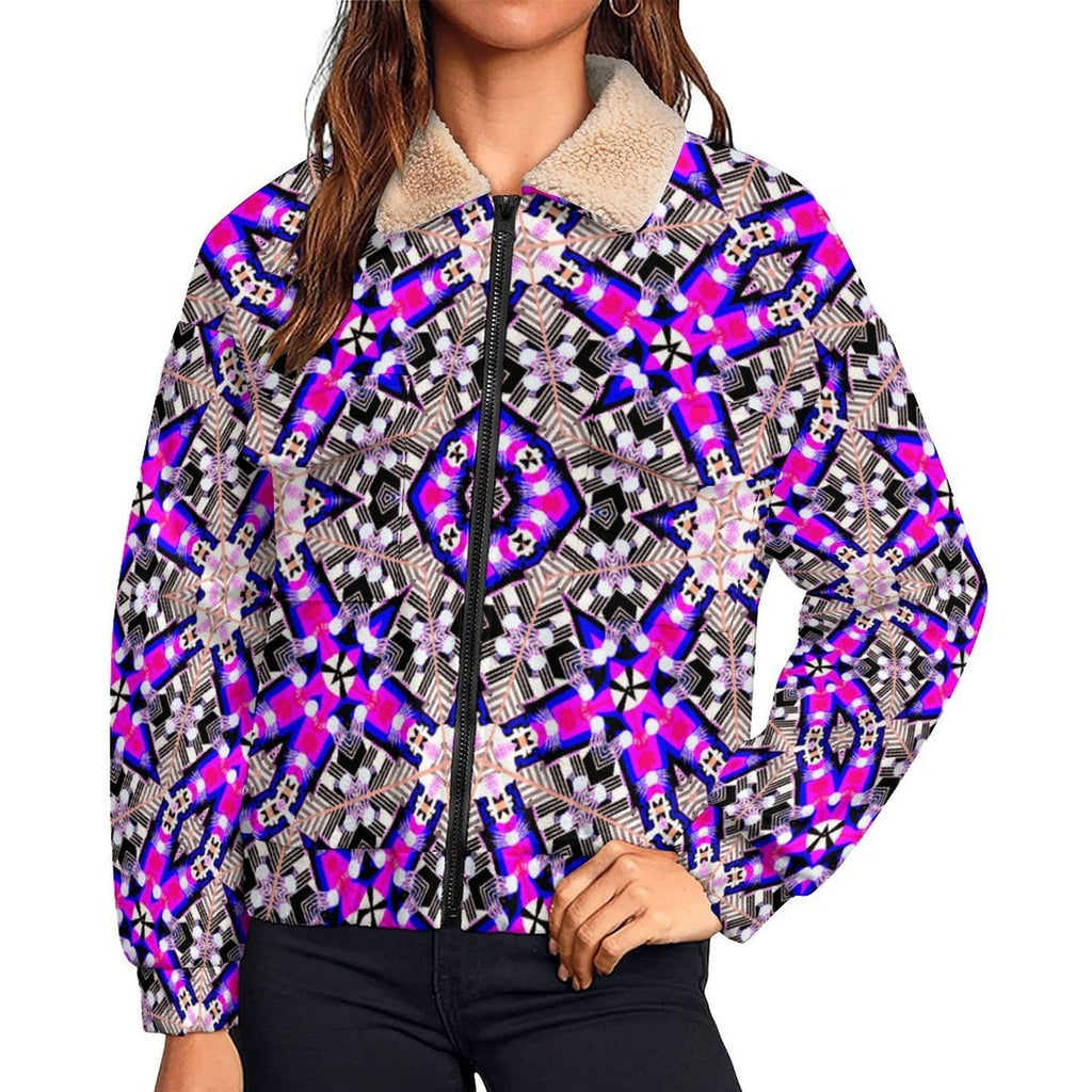 Artsadd white / S Kaleido Circle Pocket Fleece Jacket | Vibrant Apparel NZ