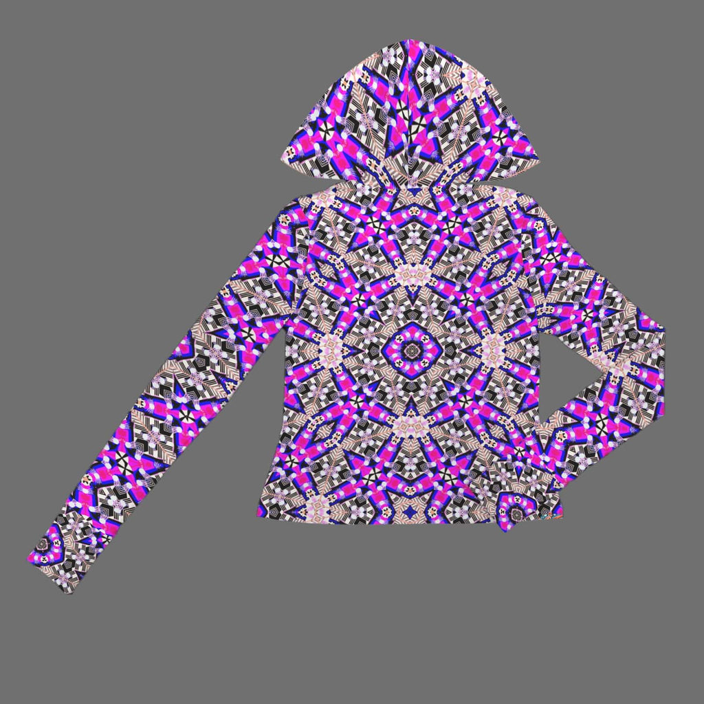 Vibrant Apparel New Zealand Custom Product Magenta Mandala Hooded Performance Jacket with Thumbholes