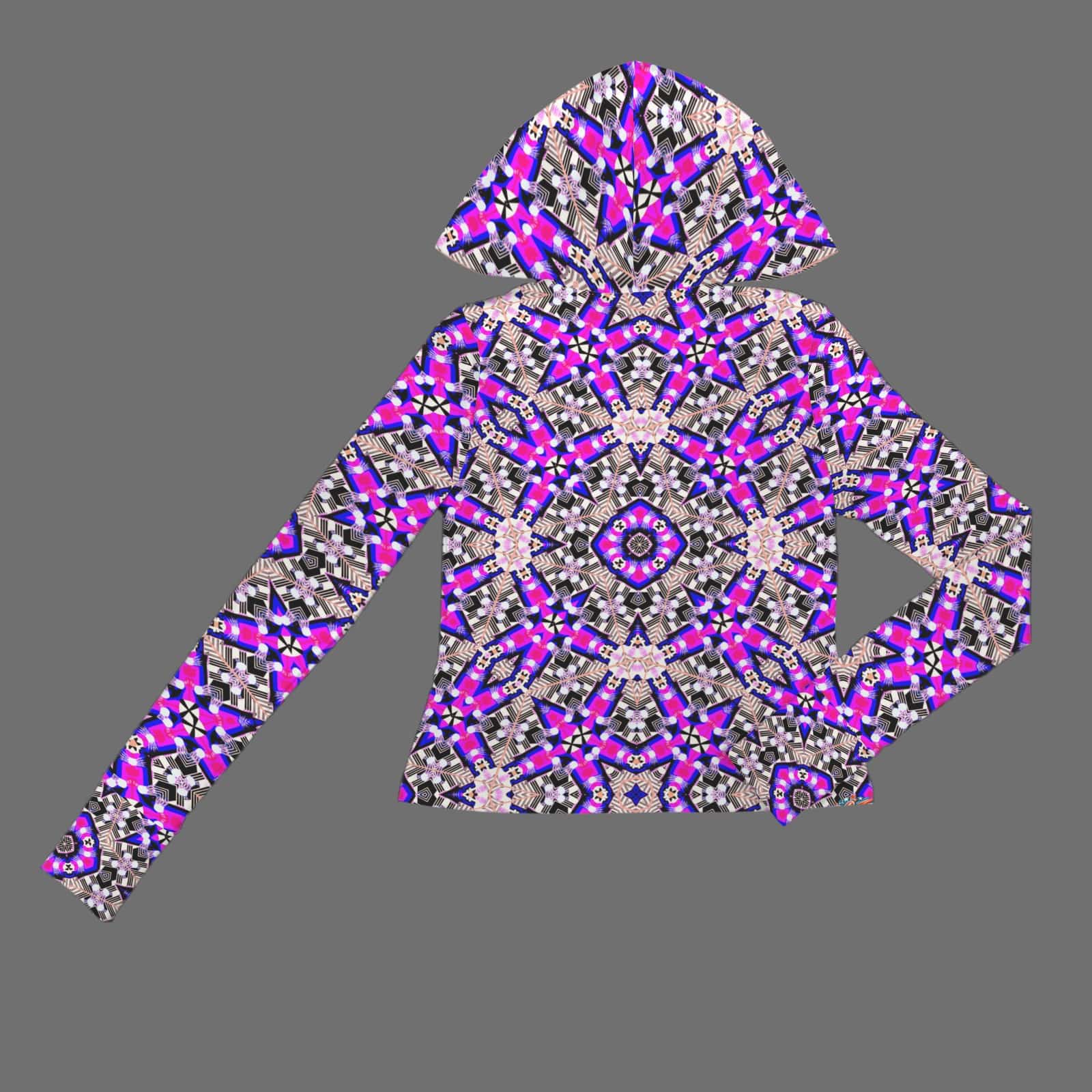 Vibrant Apparel New Zealand Custom Product Magenta Mandala Hooded Performance Jacket with Thumbholes