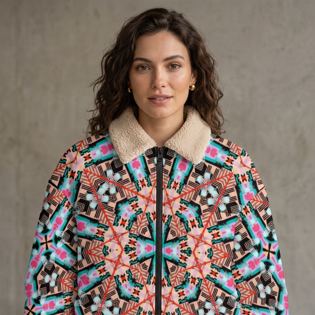Artsadd Aztec Kaleidoscope Pocket Fleece Jacket | Vibrant Apparel NZ