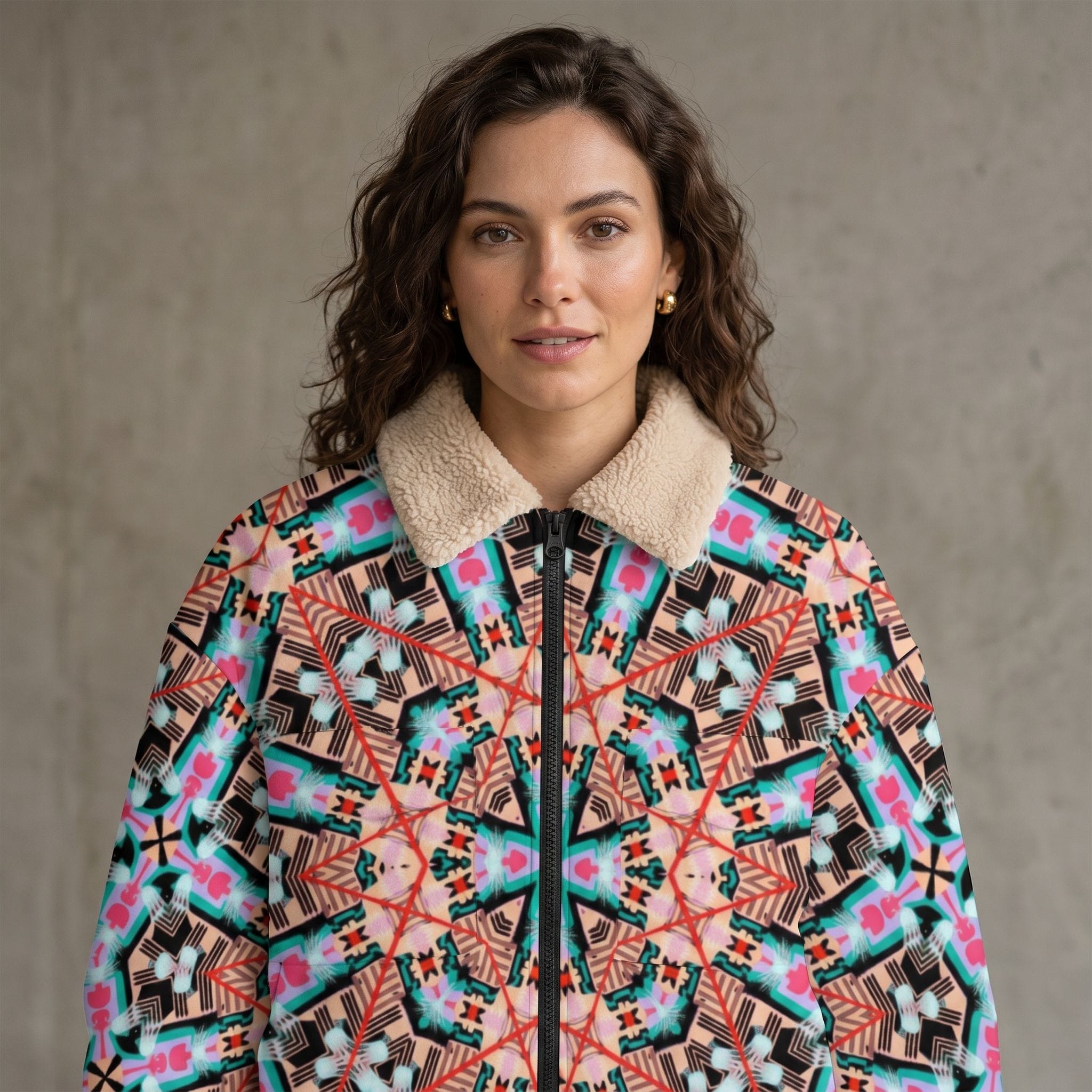 Artsadd Aztec Kaleidoscope Pocket Fleece Jacket | Vibrant Apparel NZ