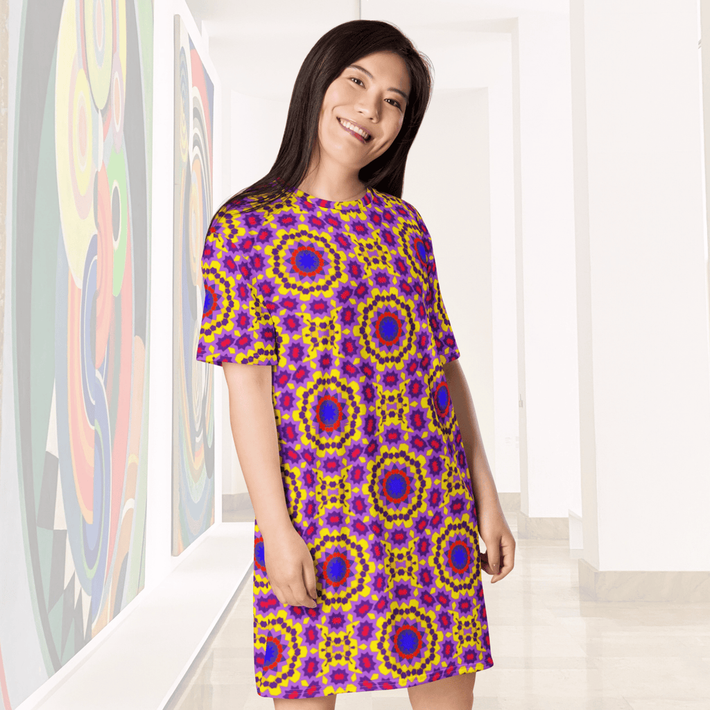 Vibrant Apparel New Zealand CUT-SEW Kaleidoscope Oversized T-Shirt Dress | Vibrant Apparel New Zealand