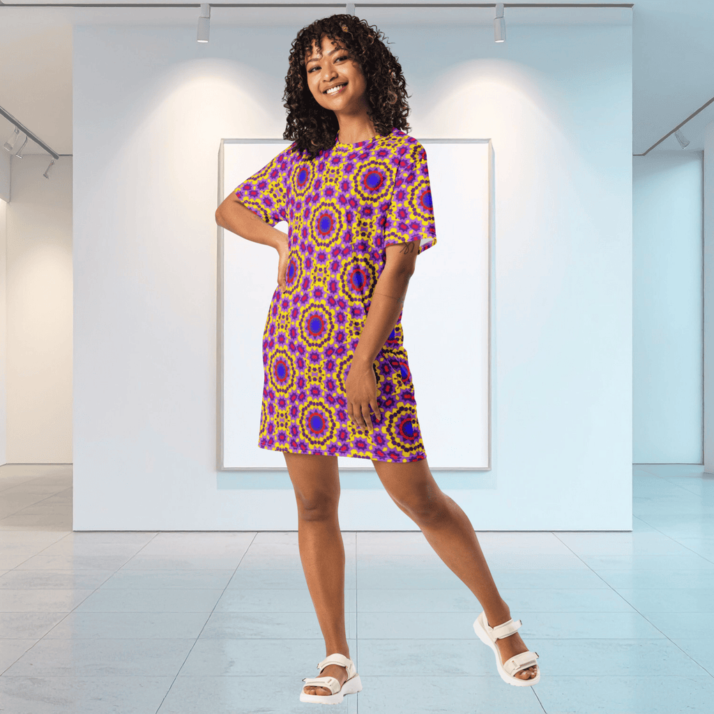 Vibrant Apparel New Zealand CUT-SEW Kaleidoscope Oversized T-Shirt Dress | Vibrant Apparel New Zealand