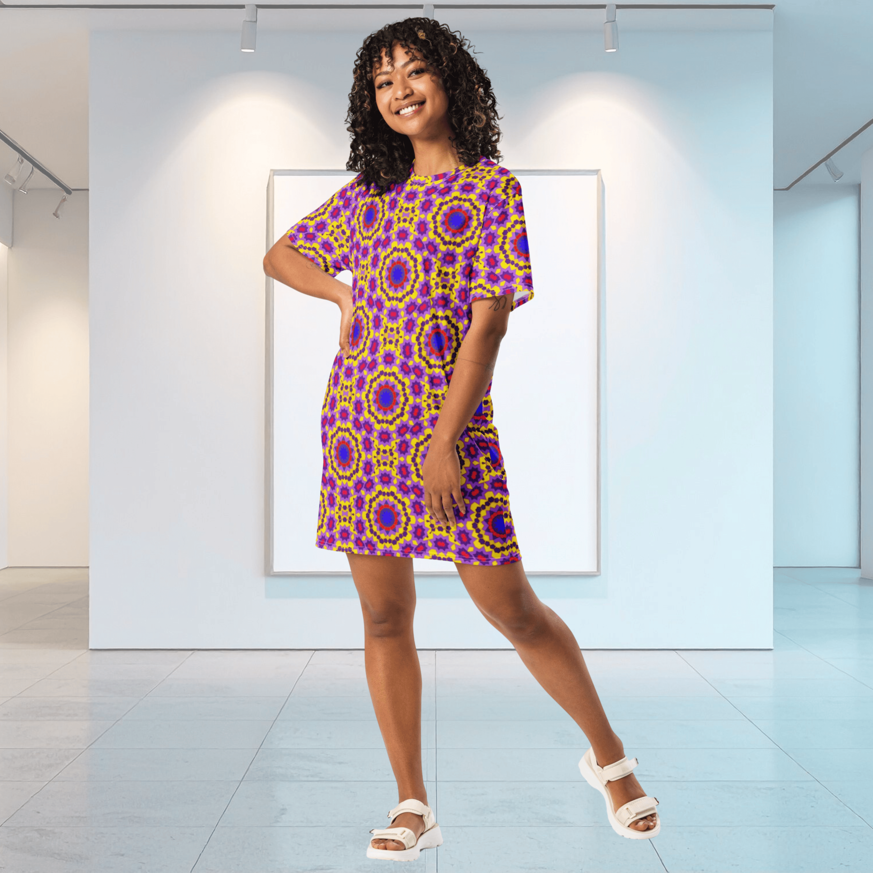 Vibrant Apparel New Zealand CUT-SEW Kaleidoscope Oversized T-Shirt Dress | Vibrant Apparel New Zealand
