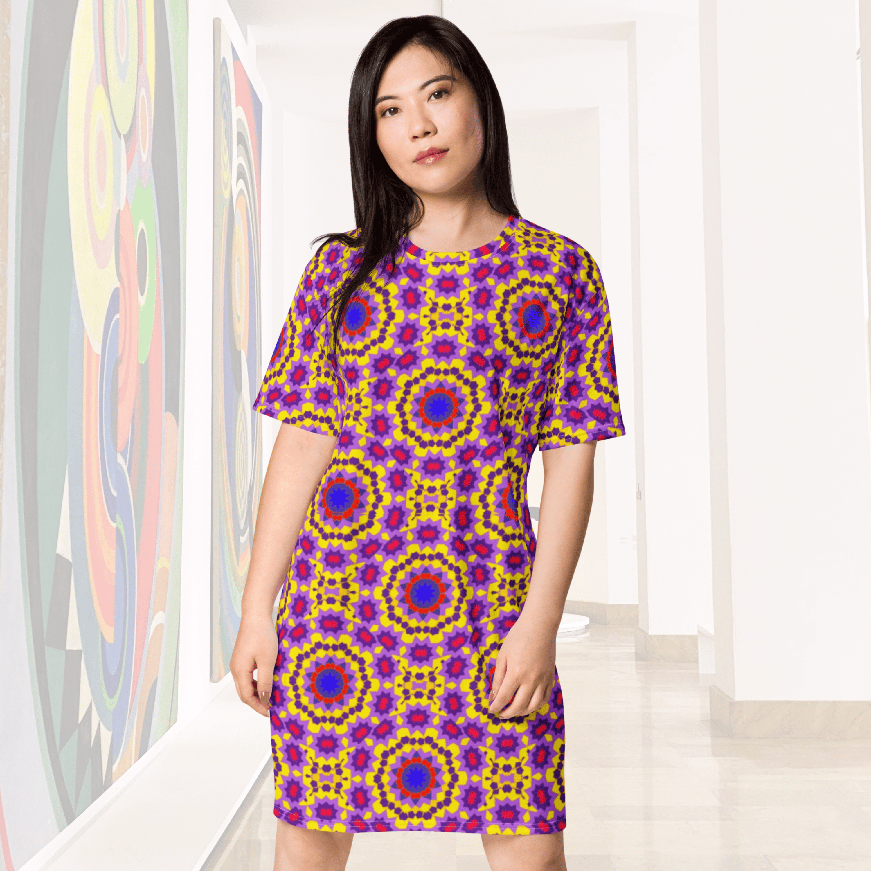 Vibrant Apparel New Zealand CUT-SEW Kaleidoscope Oversized T-Shirt Dress | Vibrant Apparel New Zealand