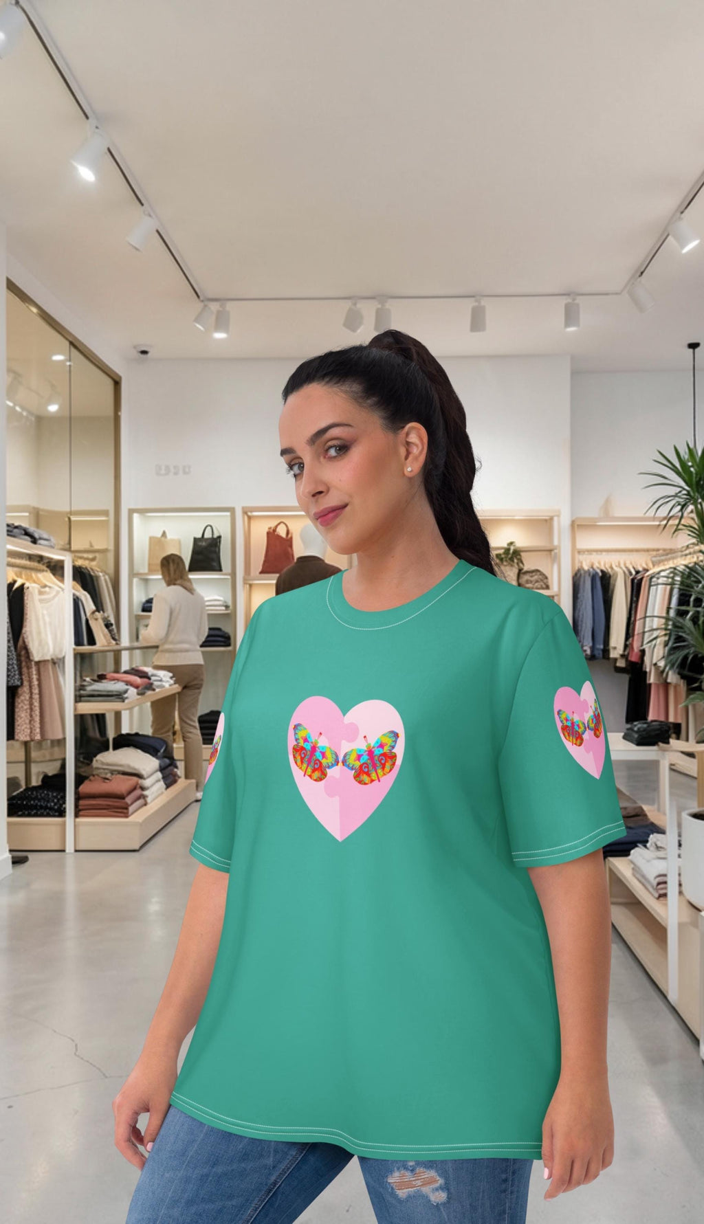Vibrant Apparel New Zealand Valentine Butterfly Heart T-shirt Women | Vibrant Apparel NZ