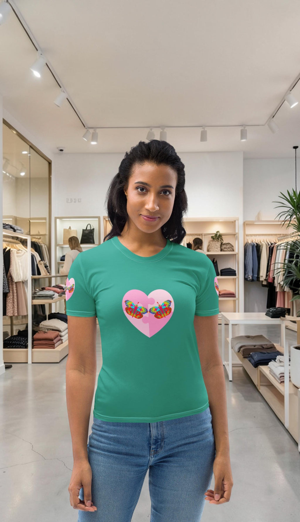 Vibrant Apparel New Zealand Valentine Butterfly Heart T-shirt Women | Vibrant Apparel NZ