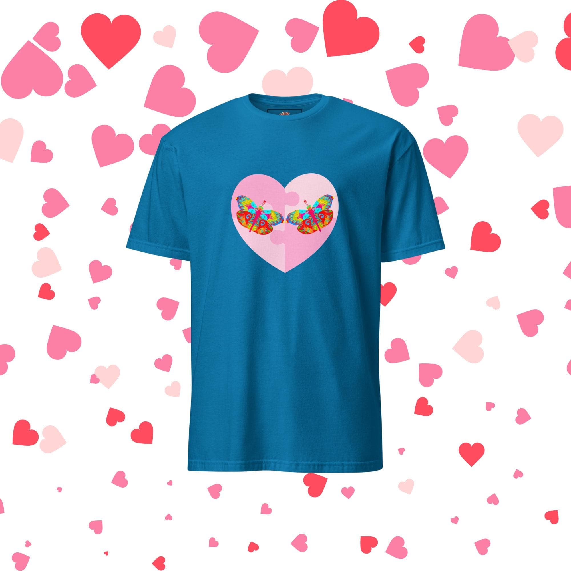 Vibrant Apparel New Zealand Sapphire / S US letter Butterfly Heart Graphic Tee, Colorful Love Shirt