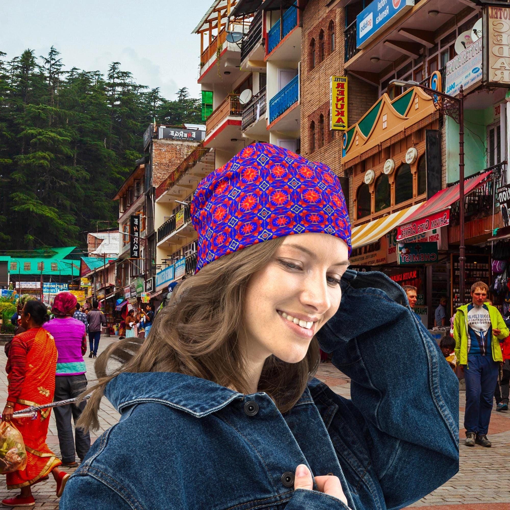 Vibrant Apparel New Zealand Geometric Knit Beanie, Colorful Kaleidoscope Pattern
