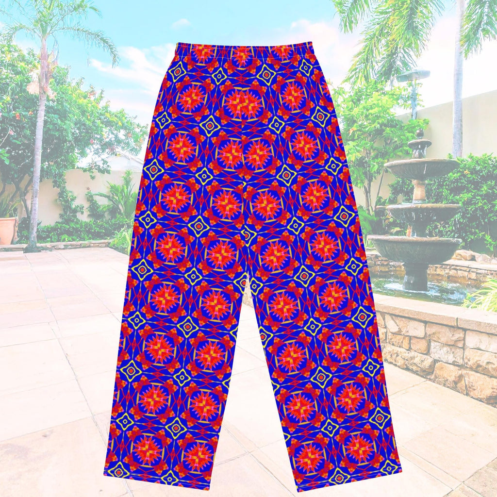 Vibrant Apparel New Zealand Boho Palazzo Pants, All Over Print Flowy Loungewear, Drawstring Pockets