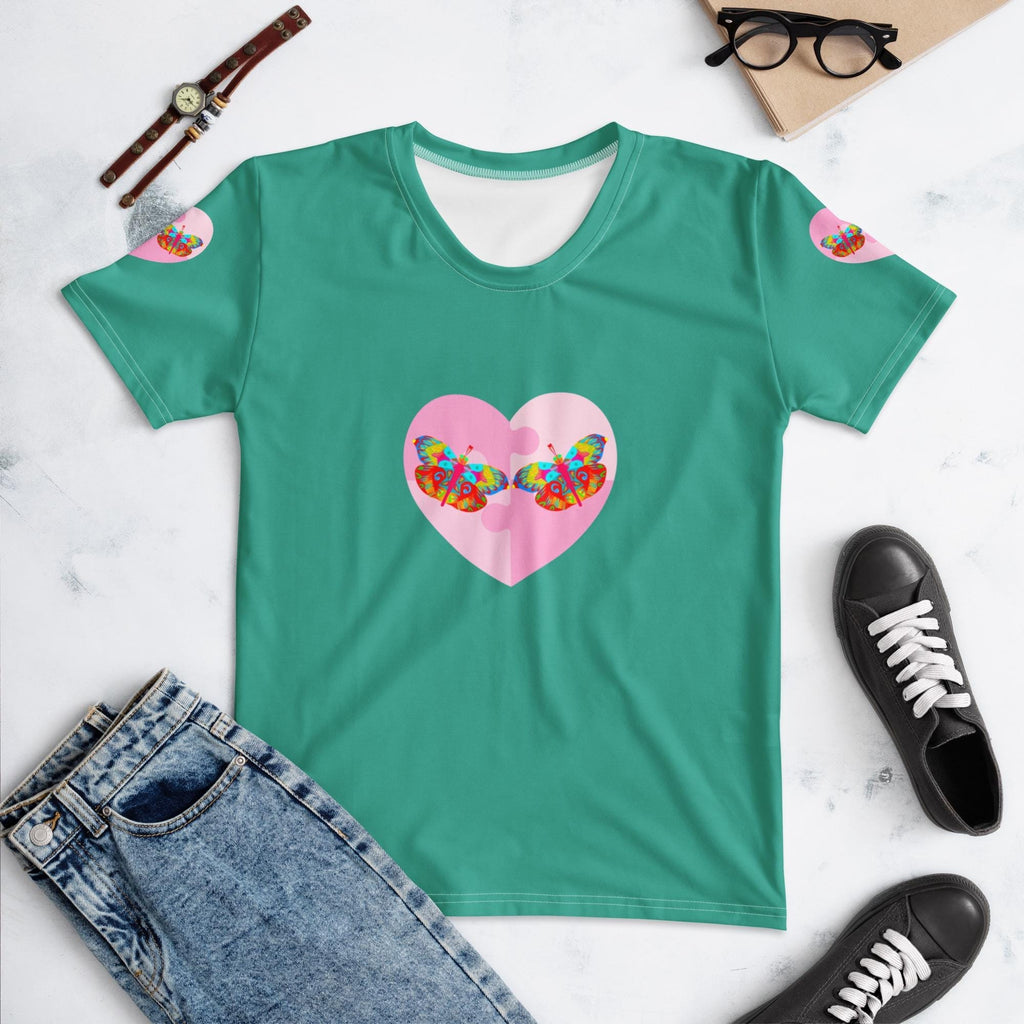 Vibrant Apparel New Zealand XS US letter Valentine Butterfly Heart T-shirt Women | Vibrant Apparel NZ