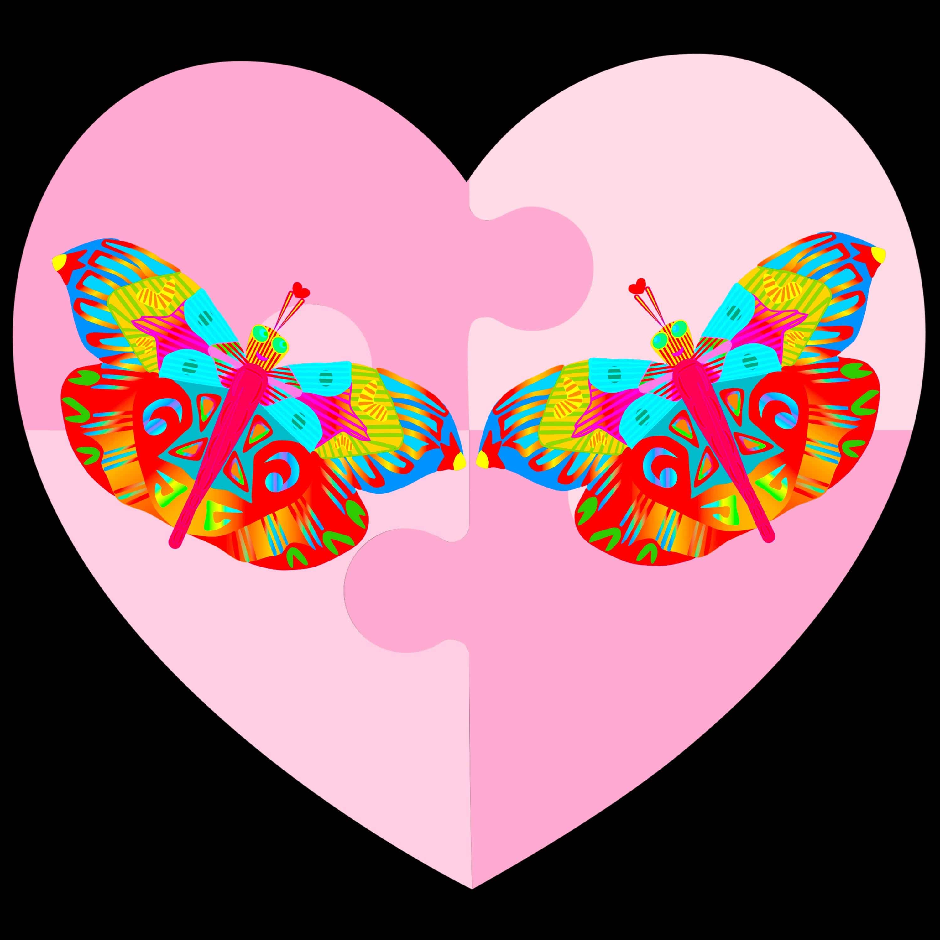 Vibrant Apparel New Zealand Valentine Butterfly Heart T-shirt Women | Vibrant Apparel NZ