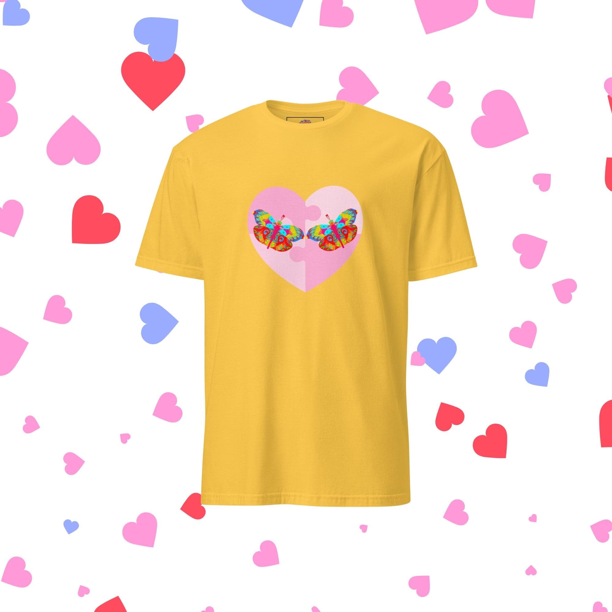 Vibrant Apparel New Zealand Daisy / S US letter Butterfly Heart Graphic Tee, Colorful Love Shirt