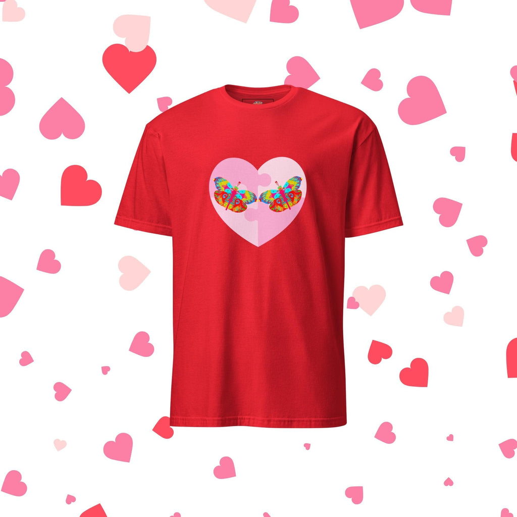 Vibrant Apparel New Zealand Red / S US letter Butterfly Heart Graphic Tee, Colorful Love Shirt