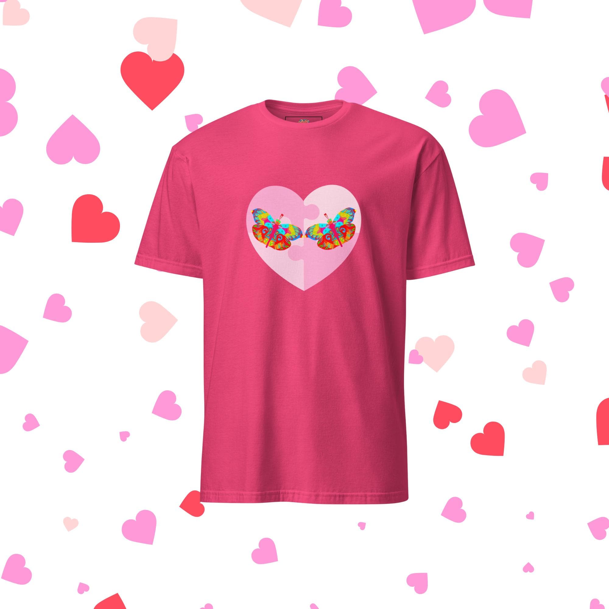 Vibrant Apparel New Zealand Heliconia / S US letter Butterfly Heart Graphic Tee, Colorful Love Shirt