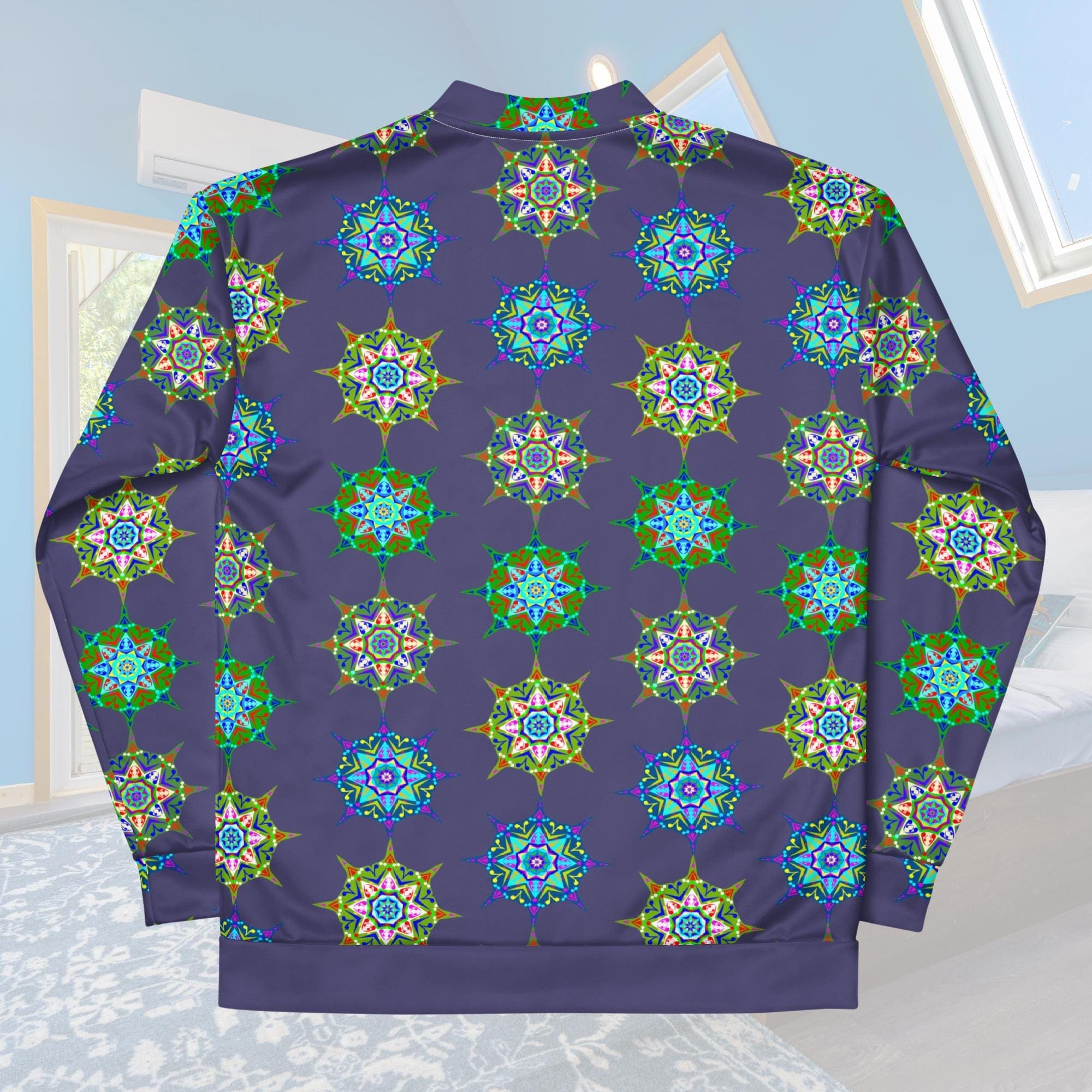 Vibrant Apparel New Zealand Cosmic Starburst Bomber Jacket, Unisex Festival and Streetwear Outerwear