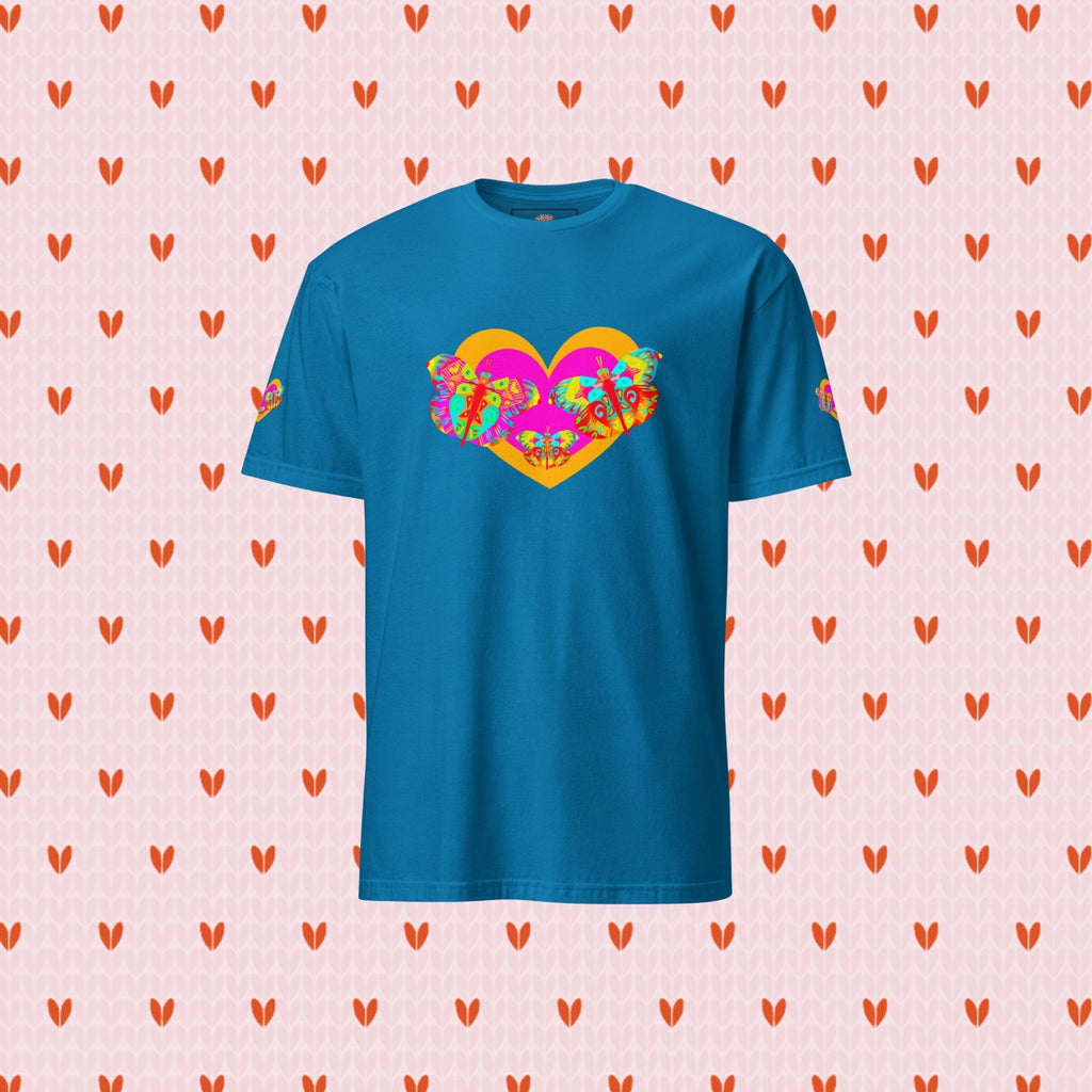 Vibrant Apparel New Zealand Valentine Butterfly Heart Tee, Colorful Love Graphic Shirt for Women & Men