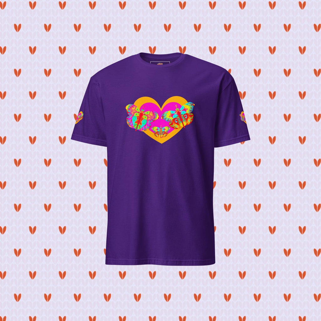 Vibrant Apparel New Zealand Valentine Butterfly Heart Tee, Colorful Love Graphic Shirt for Women & Men