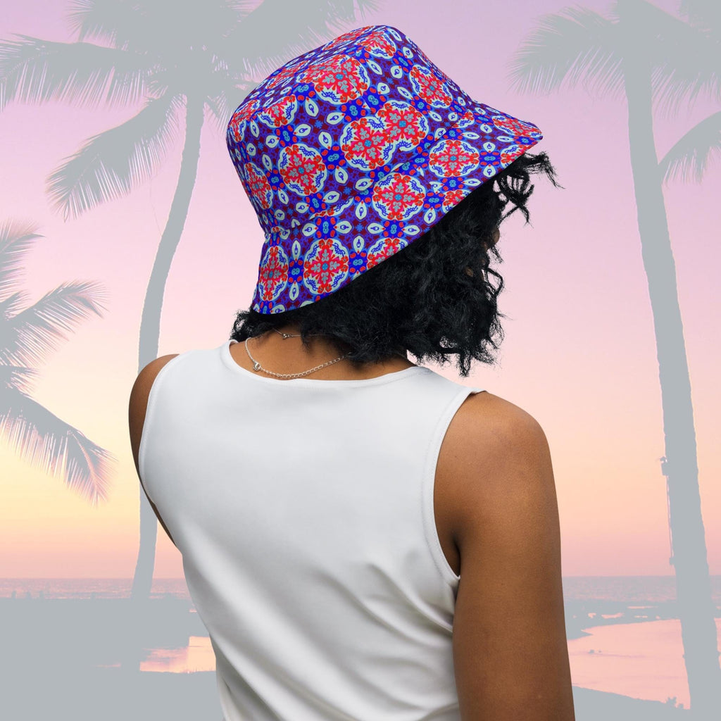 Vibrant Apparel New Zealand Reversible Mandala Bucket Hat, Floral Sun Hat, Streetwear, Moisture Wicking Linen Feel