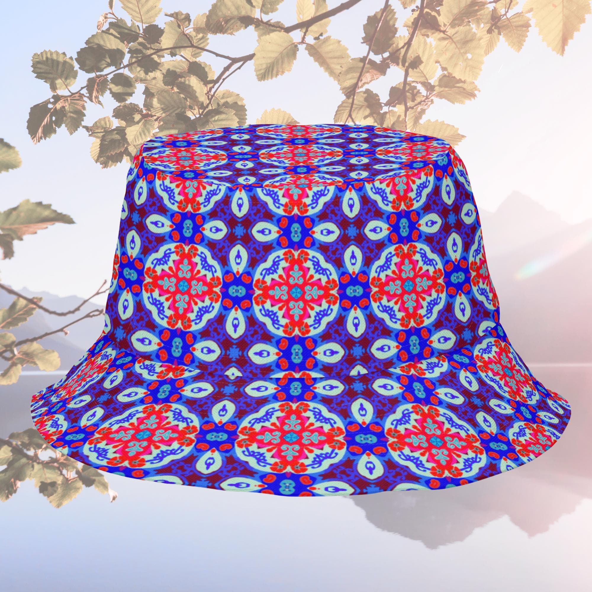 Vibrant Apparel New Zealand Reversible Mandala Bucket Hat, Floral Sun Hat, Streetwear, Moisture Wicking Linen Feel