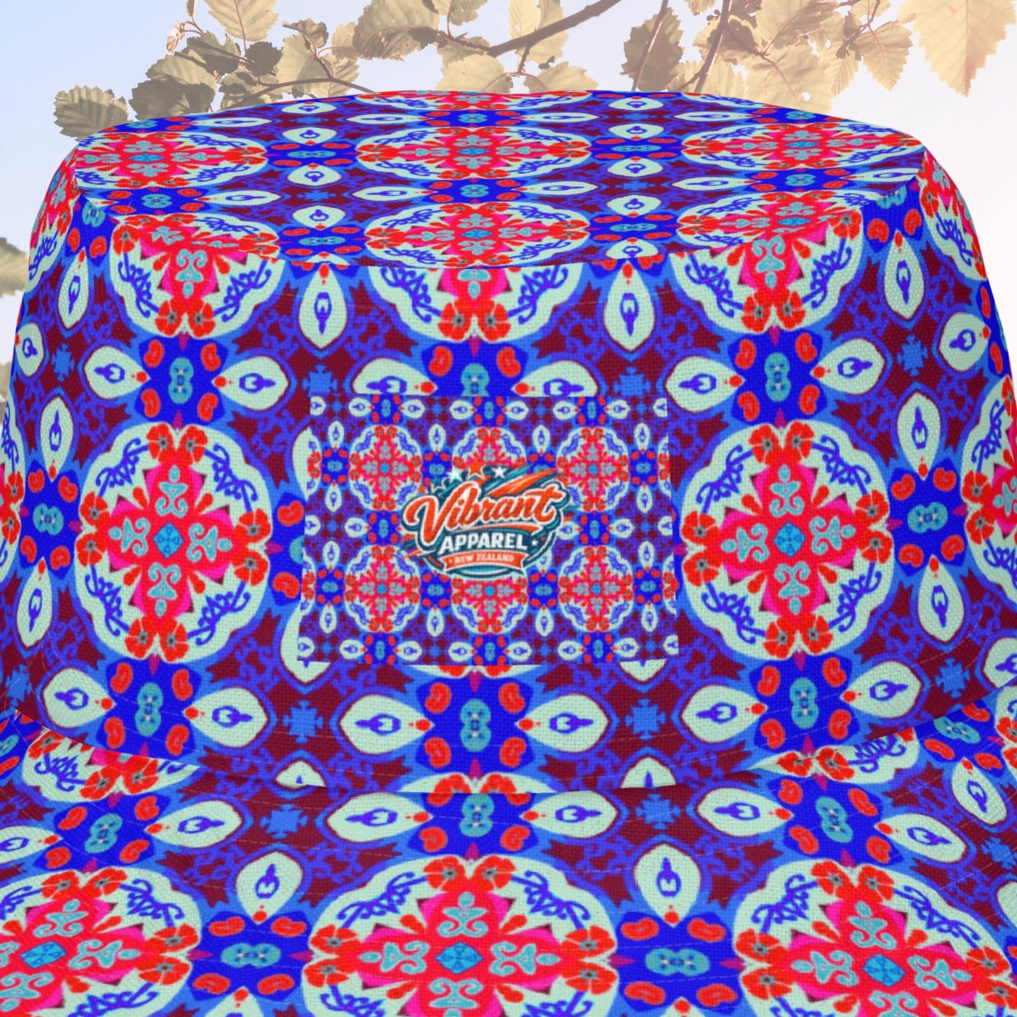 Vibrant Apparel New Zealand Reversible Mandala Bucket Hat, Floral Sun Hat, Streetwear, Moisture Wicking Linen Feel