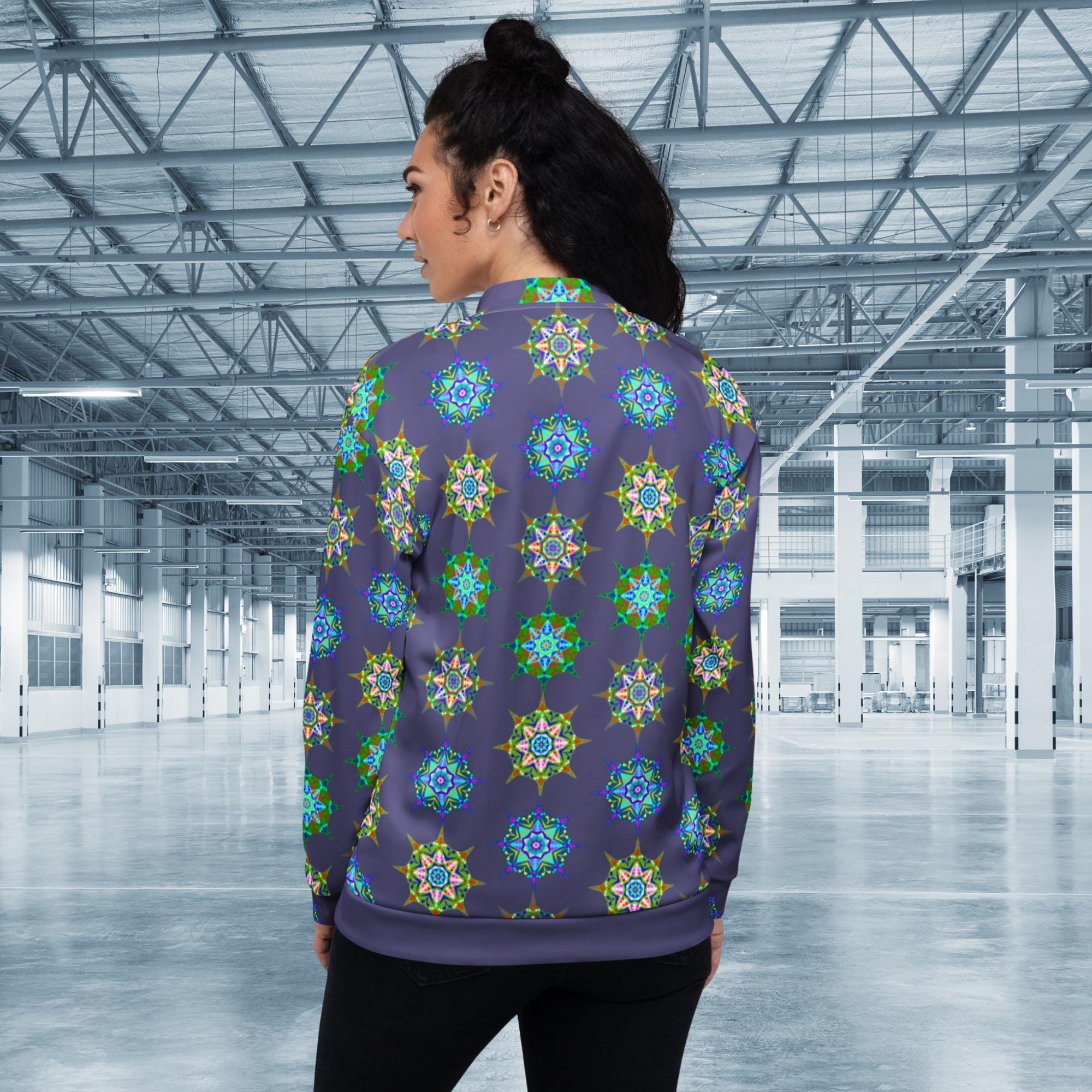 Vibrant Apparel New Zealand Cosmic Starburst Bomber Jacket, Unisex Festival and Streetwear Outerwear