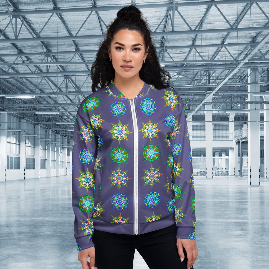 Vibrant Apparel New Zealand Cosmic Starburst Bomber Jacket, Unisex Festival and Streetwear Outerwear
