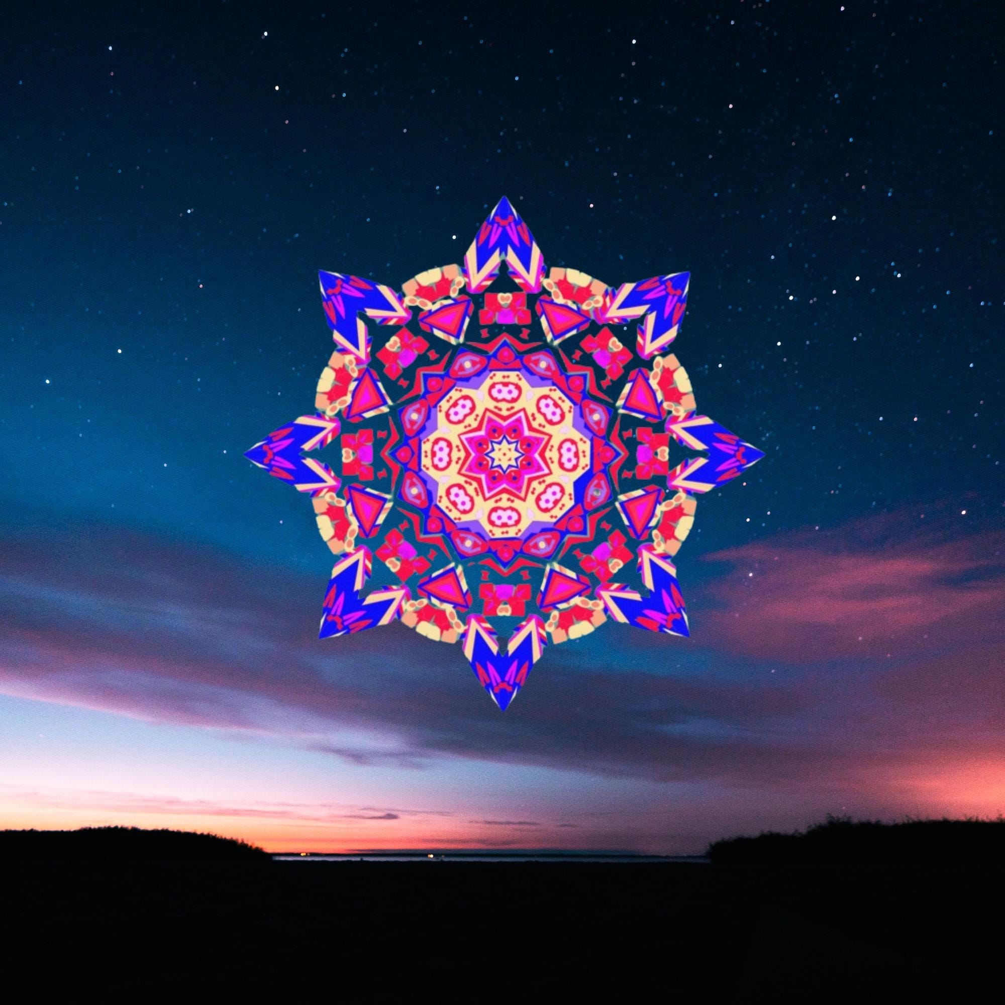 Vibrant Apparel New Zealand Psychedelic Mandala T-Shirt, Sacred Geometry Cosmic Graphic Tee