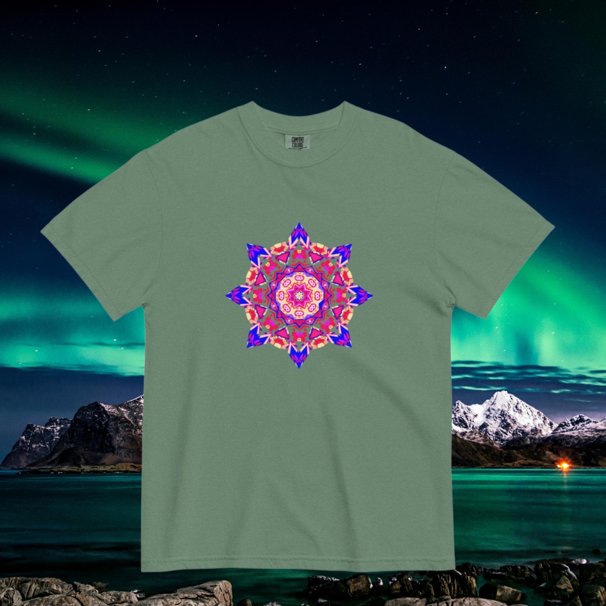 Vibrant Apparel New Zealand Psychedelic Mandala T-Shirt, Sacred Geometry Cosmic Graphic Tee
