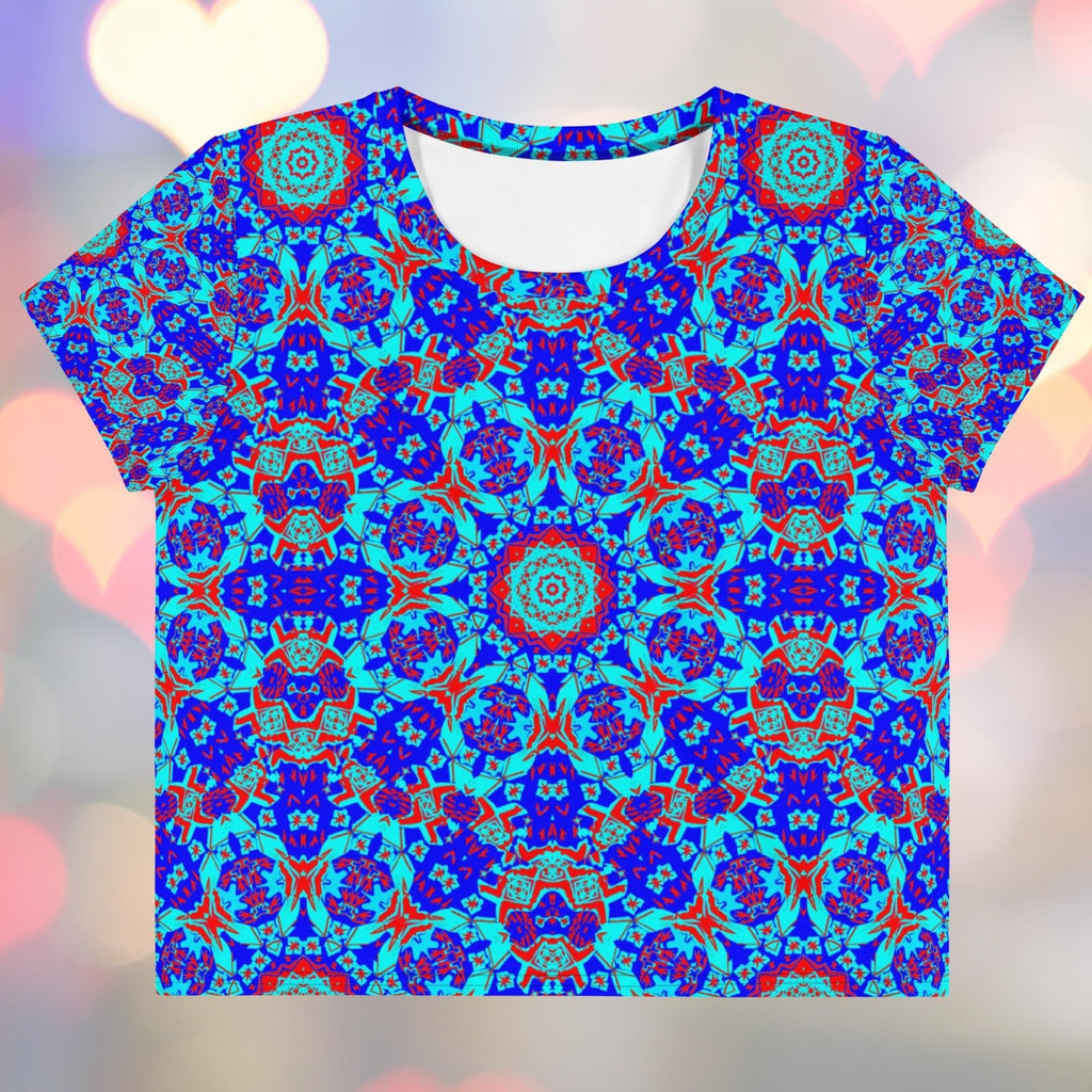 Vibrant Apparel New Zealand Mosaic Floral Crop Tee – Women's Colorful Print, Boho Festival Top