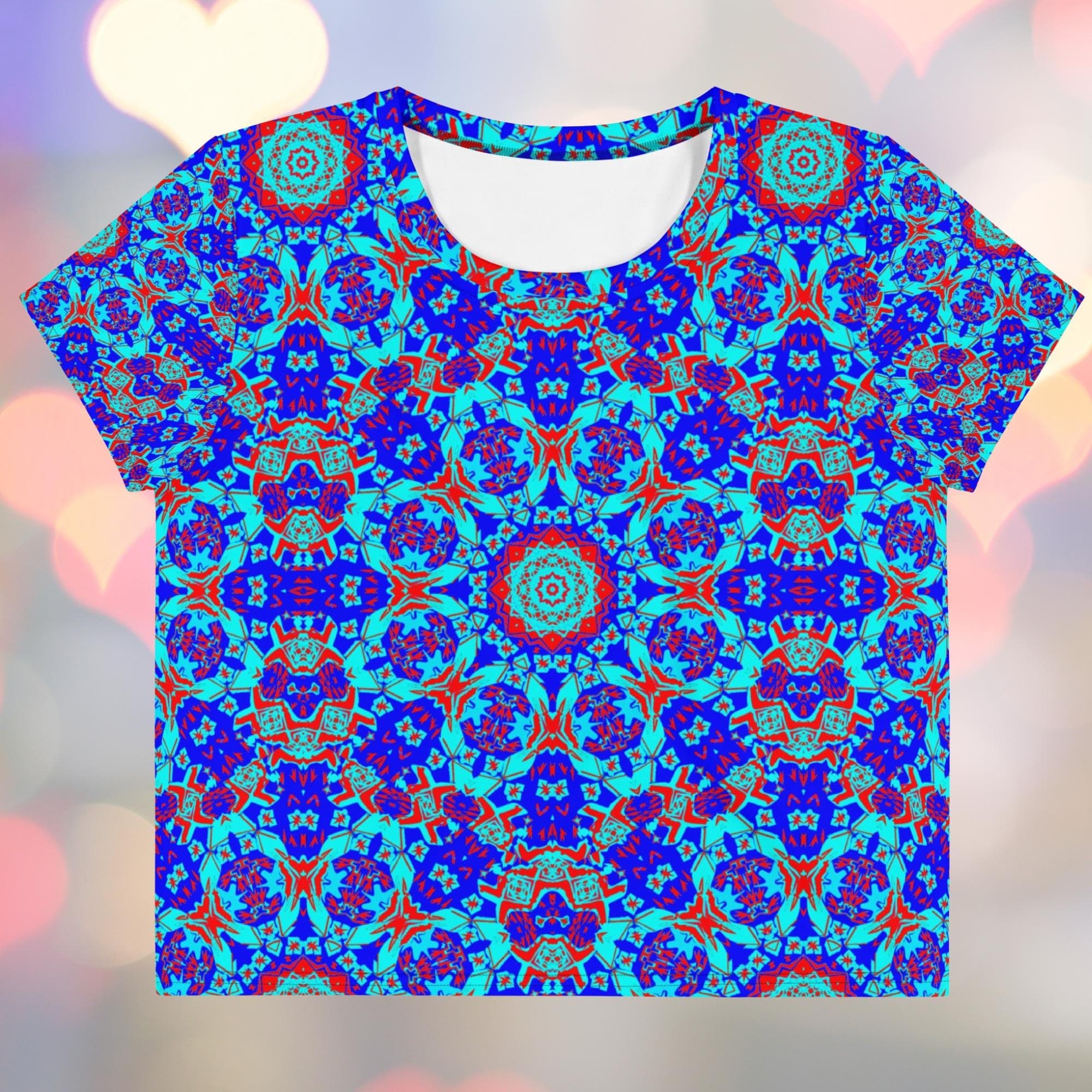 Vibrant Apparel New Zealand Mosaic Floral Crop Tee – Women's Colorful Print, Boho Festival Top