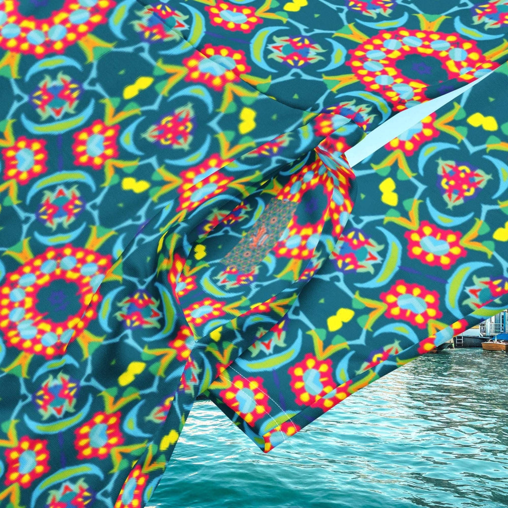 Vibrant Apparel New Zealand Persian Floral Midi Dress with Pockets, Fit and Flare Long Sleeve Boho Dress