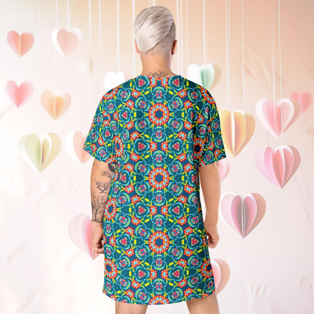 Vibrant Apparel New Zealand Oversized T-Shirt Dress, Persian Floral Print, Relaxed Fit