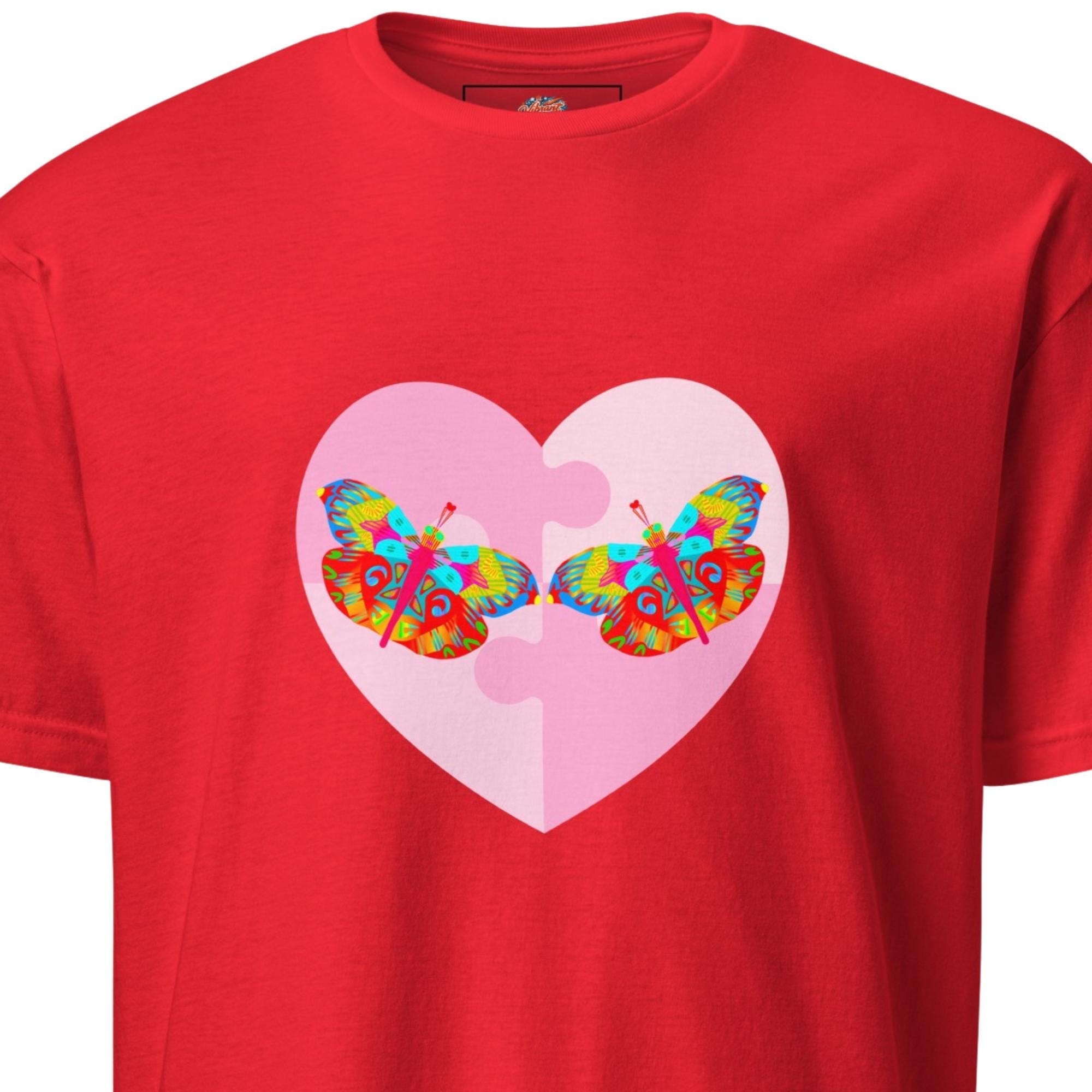 Vibrant Apparel New Zealand Butterfly Heart Graphic Tee, Colorful Love Shirt