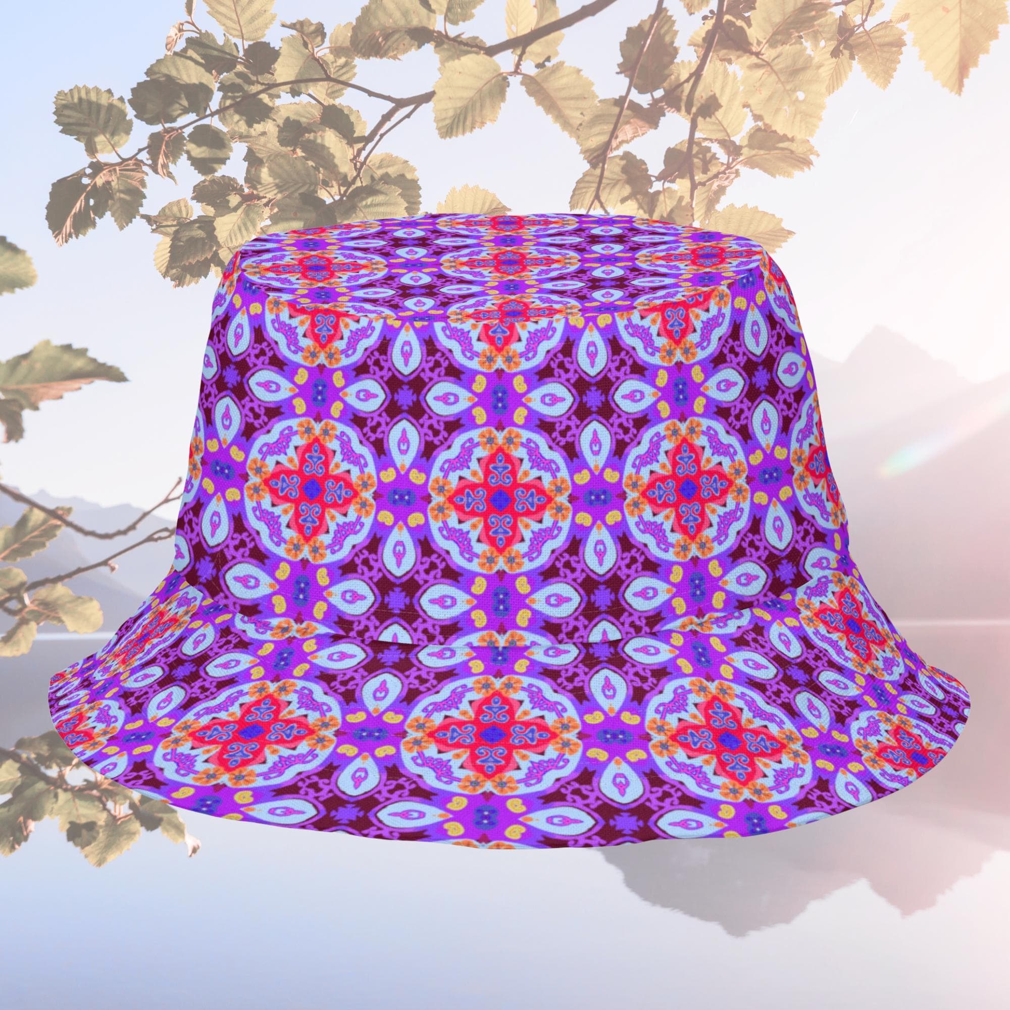 Vibrant Apparel New Zealand Reversible Mandala Bucket Hat, Floral Sun Hat, Streetwear, Moisture Wicking Linen Feel