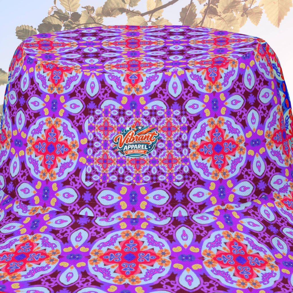Vibrant Apparel New Zealand Reversible Mandala Bucket Hat, Floral Sun Hat, Streetwear, Moisture Wicking Linen Feel