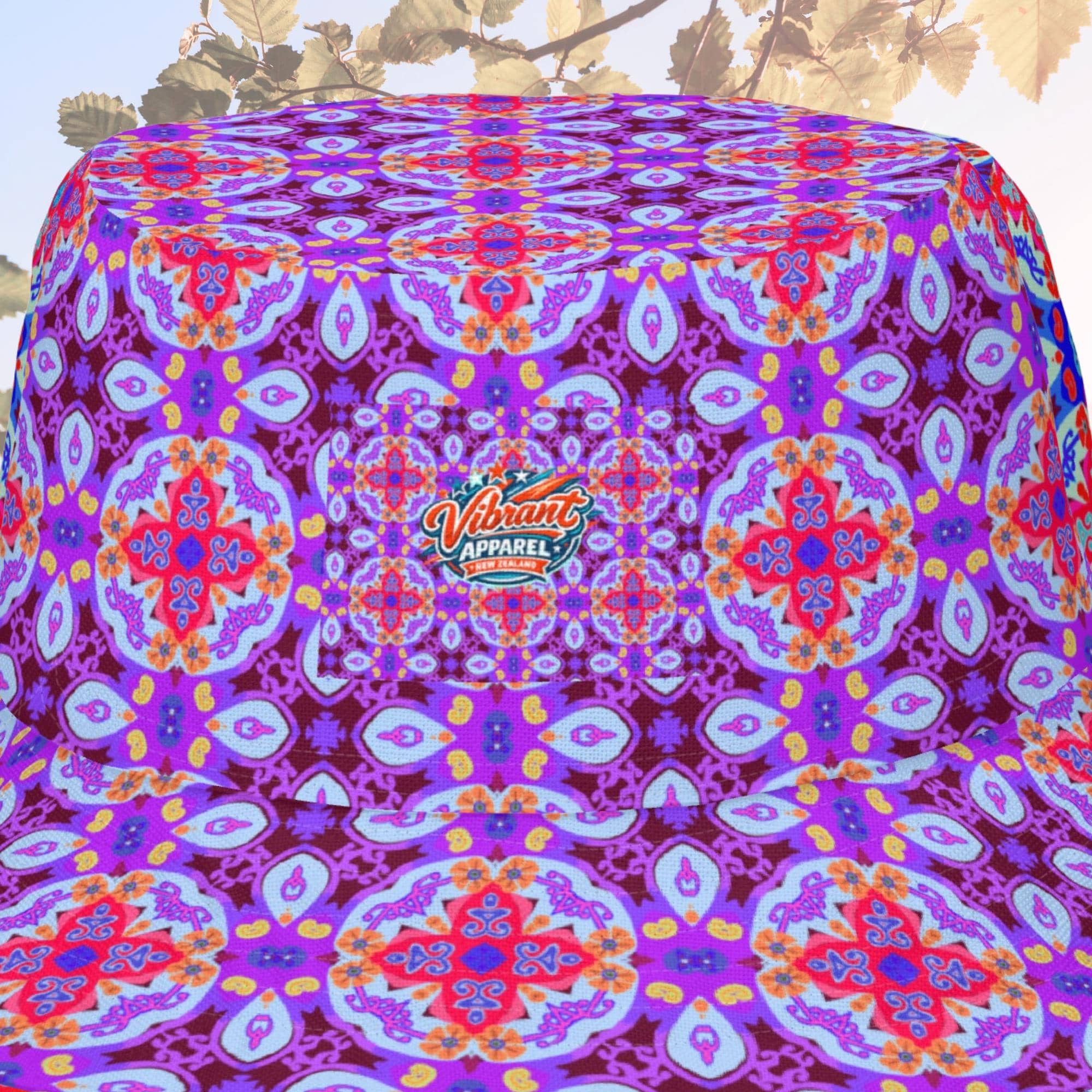 Vibrant Apparel New Zealand Reversible Mandala Bucket Hat, Floral Sun Hat, Streetwear, Moisture Wicking Linen Feel